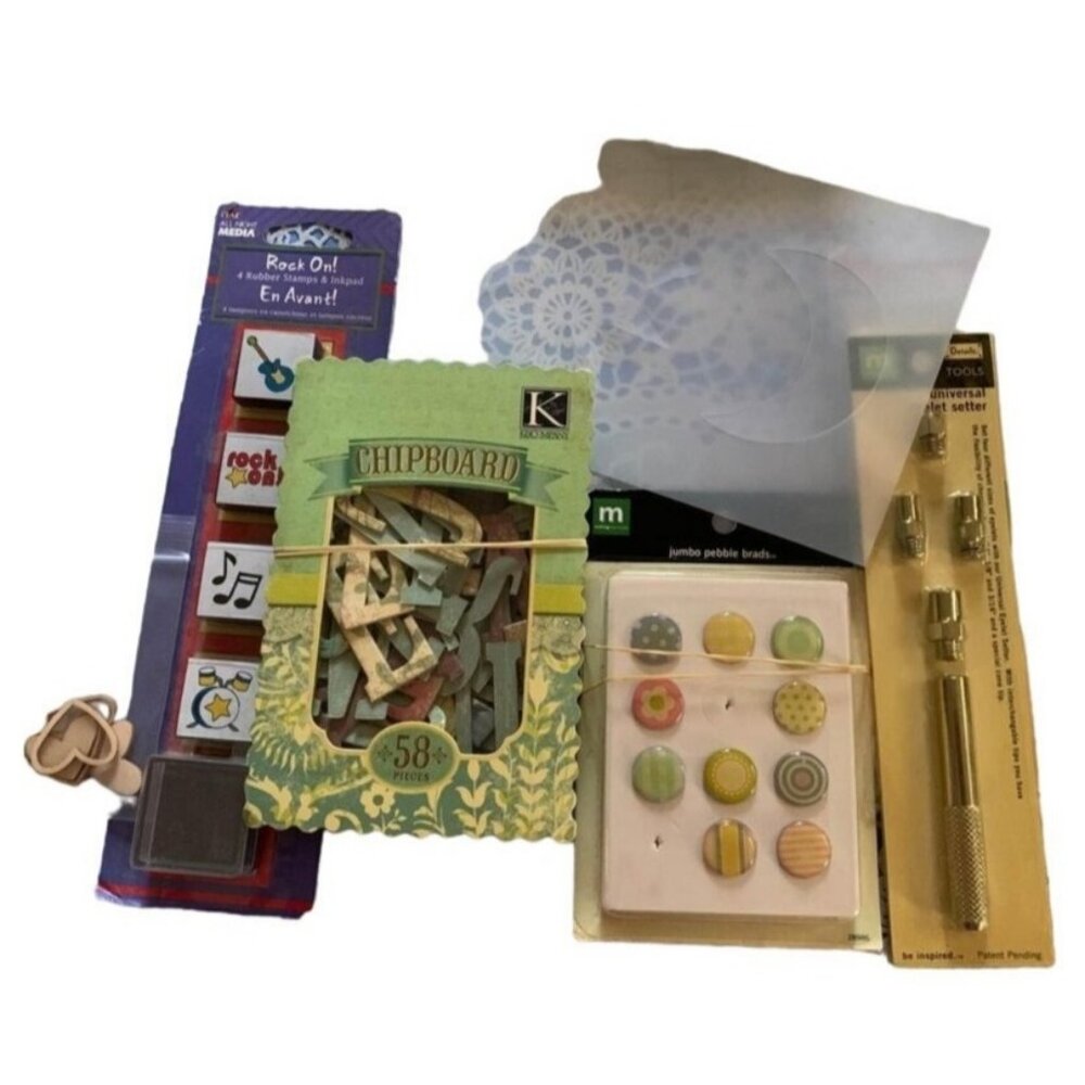 Scrapbooking Embellishments Set Stencils Tools Chipboard Rub For Creative Crafti